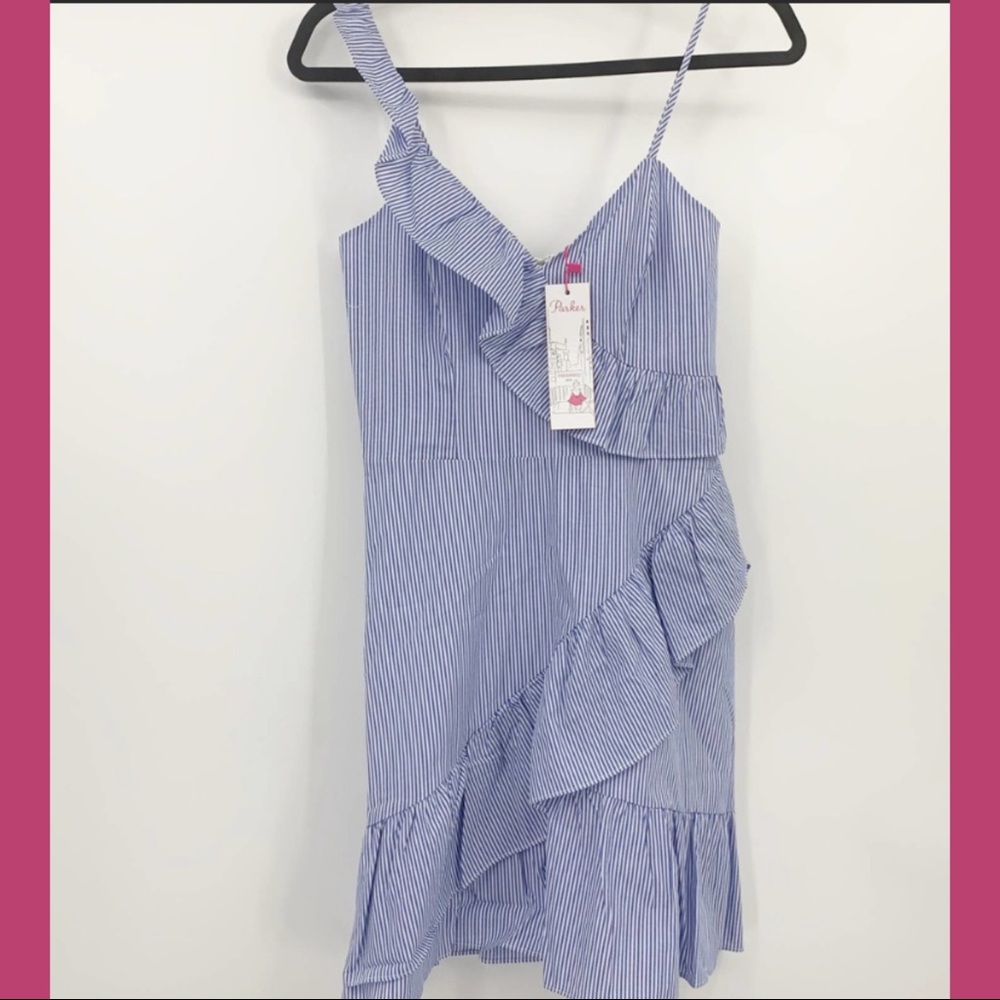 NWT PARKER LOLLIE NAUTICAL RUFFLE STRIPED DRESS S - Picture 5 of 9